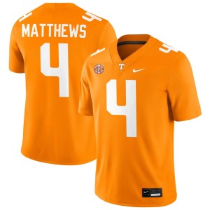 Men Mike Matthews Tennessee Orange Tenn Vols #4 Game Jersey