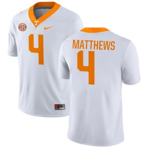 Men Mike Matthews White UT Volunteers #4 Official Jerseys