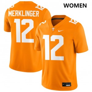 Women Jake Merklinger Tennessee Orange Tennessee Vols #12 Replica Jersey