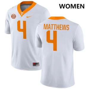 Women Mike Matthews White TN #4 Limited Jersey