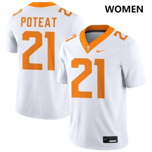 Women Tre Poteat White TN #21 Embroidery Jersey