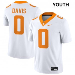 Youth Ethan Davis White TN #0 Game Jersey