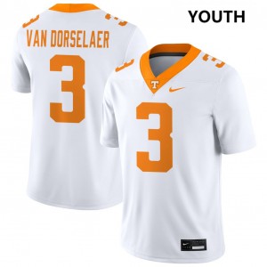 Youth Jack Van Dorselaer White UT #3 High School Jerseys