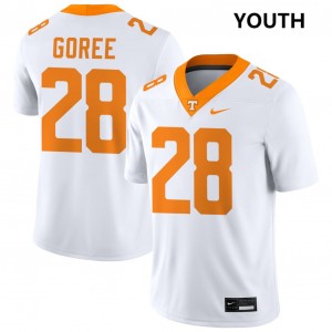 Youth Marcus Goree Jr. White Tennessee Volunteers #28 Stitched Jersey