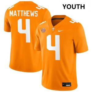 Youth Mike Matthews Tennessee Orange TN Vols #4 2025-26 Jerseys