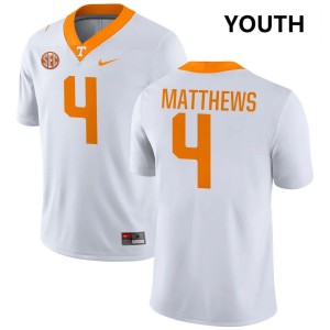 Youth Mike Matthews White TN Vols #4 2025 Jersey